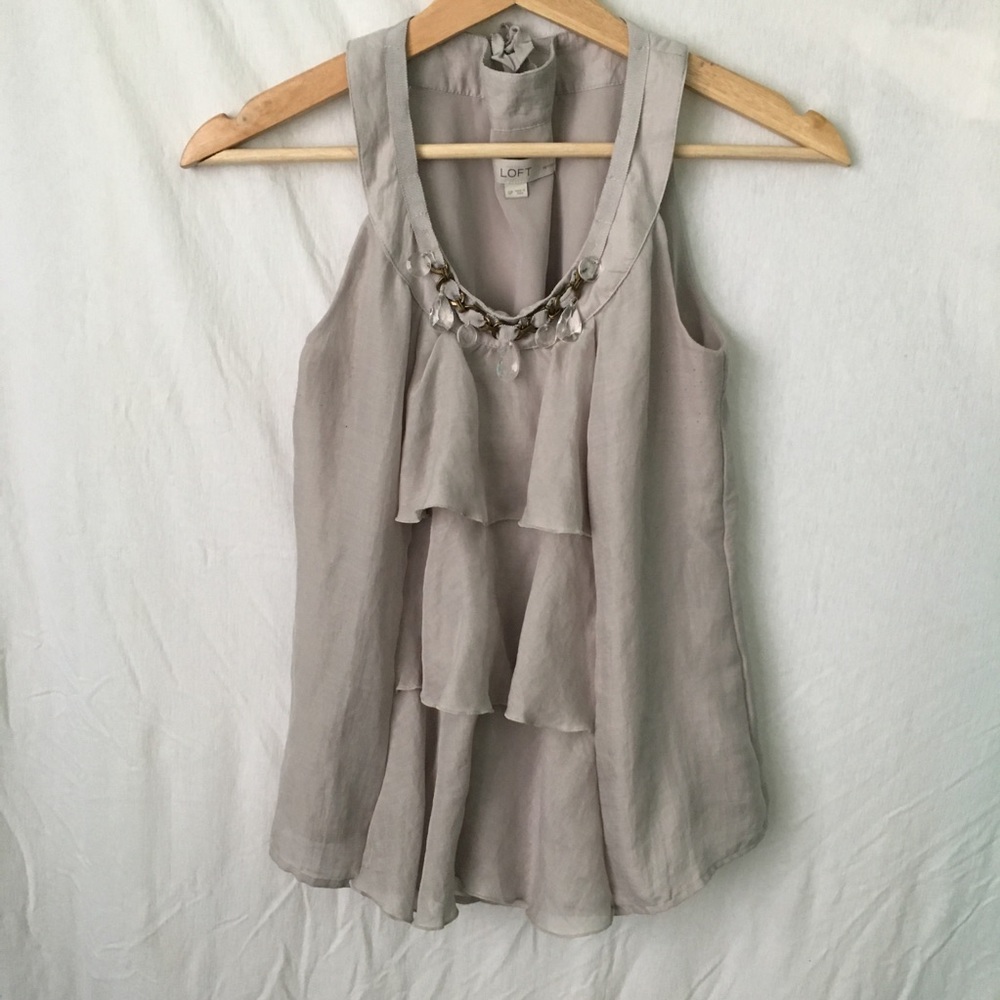 Loft | Ruffle Jewel Sleeveless Shirt